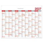 Nástenná plánovacia mapa 2027 CZ s očkami na zavesenie - 100 x 80 cm - červená