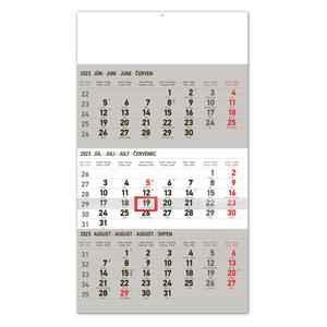 Nástenný kalendár 2023 3mesačný štandard - sivý SK