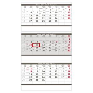 Nástenný kalendár 2023 - Trojmesačný skladaný sivý