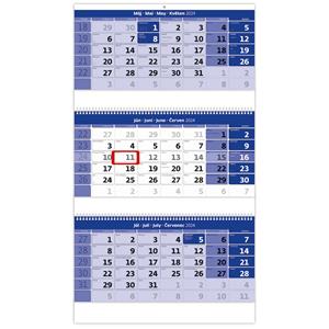 Nástěnný kalendář 2024 - Trojmesačný kalendár modrý so špirálou