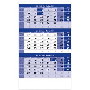 Nástěnný kalendář 2024 - Trojmesačný kalendár modrý
