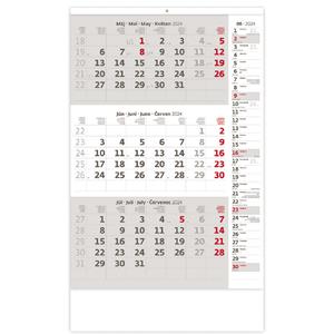 Nástěnný kalendář 2024 - Trojmesačný kalendár sivý s poznámkami