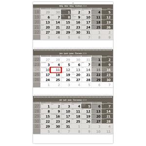 Nástěnný kalendář 2024 - Trojmesačný kalendár sivý so špirálou