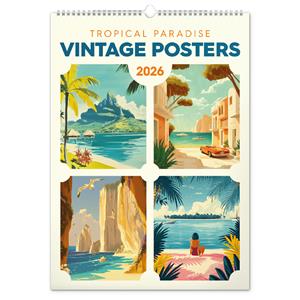 Nástenný kalendár 2026 Vintage plagáty - Tropický raj
