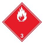 Nebezpečenstvo požiaru horľavé kvapaliny č.3 biely symbol, plast 1 mm,100x100 mm