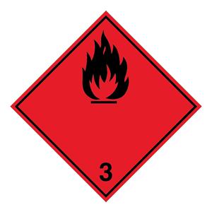 Nebezpečenstvo požiaru horľavé kvapaliny č.3 čierny symbol, plast 1 mm,100x100 mm
