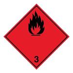 Nebezpečenstvo požiaru horľavé kvapaliny č.3 čierny symbol, plast 1 mm,100x100 mm