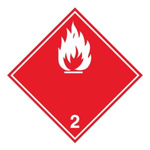 Nebezpečenstvo požiaru horľavé plyny č.2 biely symbol, plast 1 mm,100x100 mm
