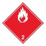 Nebezpečenstvo požiaru horľavé plyny č.2 biely symbol, plast 2 mm,100x100 mm