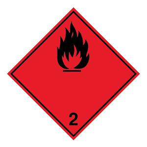Nebezpečenstvo požiaru horľavé plyny č.2 čierny symbol, plast 1 mm,100x100 mm