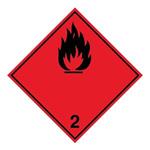 Nebezpečenstvo požiaru horľavé plyny č.2 čierny symbol, plast 2 mm,100x100 mm