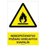 Nebezpečenstvo požiaru horľavých kvapalín - bezpečnostná tabuľka, samolepka A4