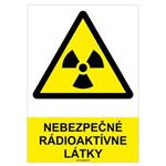 Nebezpečenstvo, rádioaktívne látky - bezpečnostná tabuľka, samolepka A4
