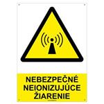 Nebezpečné neionizujúce žiarenie- bezpečnostná tabuľka s dierkami, plast 2 mm - A4