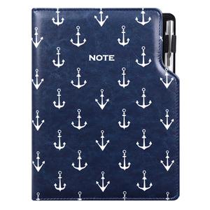 Notes DESIGN A5 čistý - modrá - námorník - kotvy