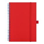Notes koženkový SIMPLY A5 linajkový - červená/svetlo modrá špirála