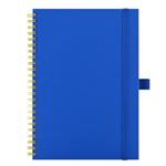 Notes koženkový SIMPLY A5 linajkový - modrá/žltá špirála
