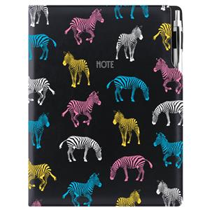 Notes - zápisník DESIGN A4 linajkový - čierna - zebra