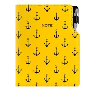Notes - zápisník DESIGN B5 bodkovaný - žltá - námorník - kotvy