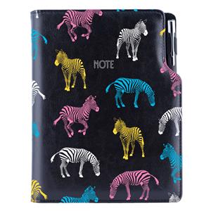 Notes - zápisník DESIGN B5 linajkový - čierna - zebra
