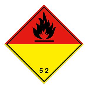 Organický peroxid nebezpečenstvo požiaru č 5.2, plast 1 mm,100x100 mm