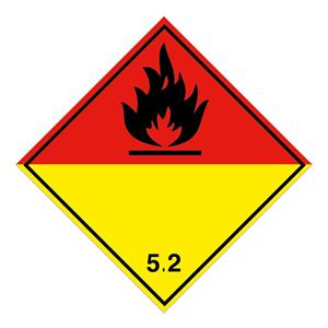 Organický peroxid nebezpečenstvo požiaru č 5.2, samolepka 100x100 mm