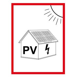 Označenie FVE na budove - PV symbol - bezpečnostná tabuľka, plast 0,5 mm 45 x 60 mm