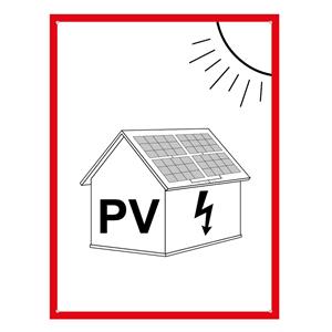 Označenie FVE na budove - PV symbol - bezpečnostná tabuľka, plast 2 mm s dierkami 45 x 60 mm