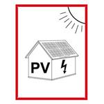 Označenie FVE na budove - PV symbol - bezpečnostná tabuľka, plast 2 mm s dierkami 45 x 60 mm