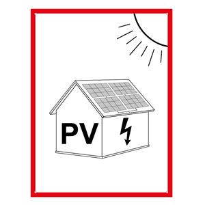 Označenie FVE na budove - PV symbol - bezpečnostná tabuľka, plast 2 mm s dierkami (A5) 148 x 210 mm