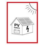 Označenie FVE na budove s batériou - PV symbol - bezpečnostná tabuľka, plast 0,5 mm 45 x 60 mm