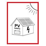 Označenie FVE na budove s batériou - PV symbol - bezpečnostná tabuľka, plast 2 mm s dierkami 45 x 60 mm