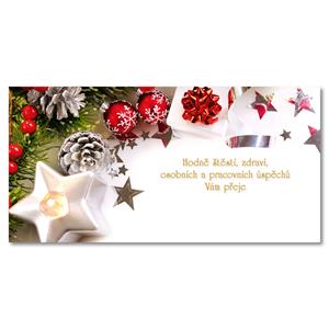 PF 2026 - karta s textom - ihličie s bielou hviezdičkou