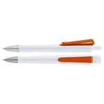 Plastové guličkové pero Trisha - biela/oranžová
