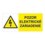 Pozor Elektrické zariadenie! - bezpečnostná tabuľka, plast 0,5 mm, 90 x 40 mm