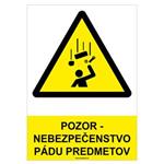 Pozor-Nebezpečenstvo pádu predmetov-bezpečnostná tabuľka, plast A4, 2mm