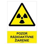 Pozor, rádioaktívne žiarenie - bezpečnostná tabuľka, plast 2 mm - A4