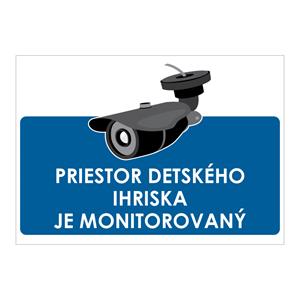 Priestor detského ihriska je monitorovaný, samolepka 210x148mm