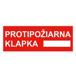 Protipožiarne klapka - bezpečnostná tabuľka, plast 2 mm 210x80 mm