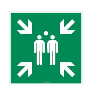 Shromaždiště - bezpečnostní tabulka, samolepka 200x200 mm