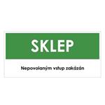 SKLEP, zelená, samolepka, 190x90 mm
