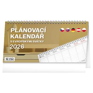 Stolový kalendár 2026 Plánovací s európskymi sviatkami