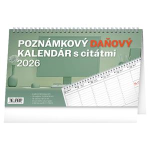 Stolový kalendár 2026 Poznámkový daňový s citátmi