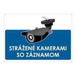 Strážené kamerami so záznamom-modrý symbol, plast 2mm s dierkami-210x148mm