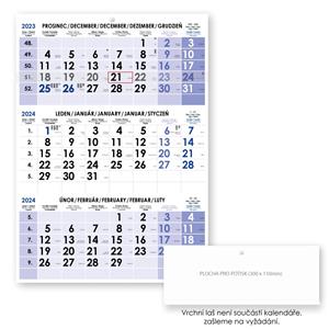 Trojmesačný kalendár Trio český 2024 - modrý