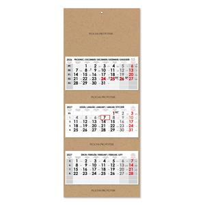 Trojmesačný kalendár Trio Kraft skládaný český 2027 - sivý