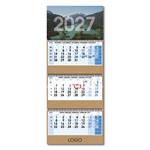 Trojmesačný kalendár Trio Kraft skládaný český so špirálou 2027 - modrý