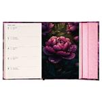 Týždenný magnetický diár 2026 B6 Fialová kvety