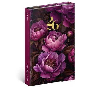 Týždenný magnetický diár 2026 B6 Fialová kvety