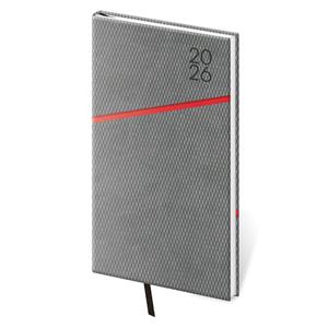 Týždenný vreckový diár 2026 Grife - sivo/červená